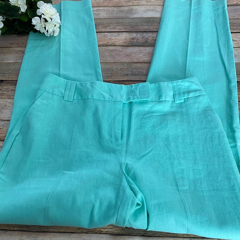 Cato Classic Mint Green Linen Blend Straight Leg Pants Size 6 NEW - Picture 5 of 12